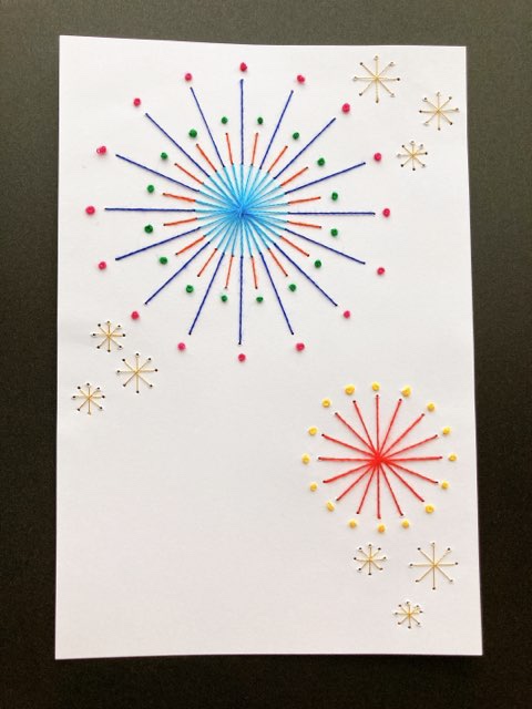 紙刺繍作品紹介 花火 刺繍のfilagile